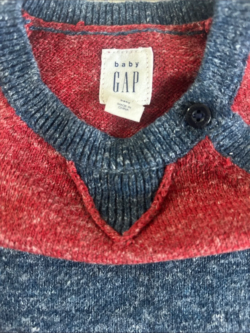 GAP Red & Navy Striped Knit Baby Footie
